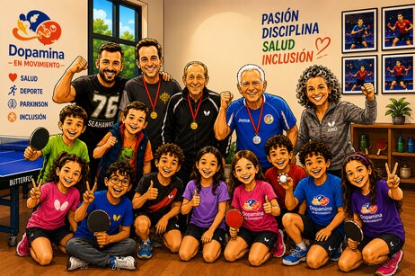 Equipo de Dopamina en Movimiento posando tras una sesión